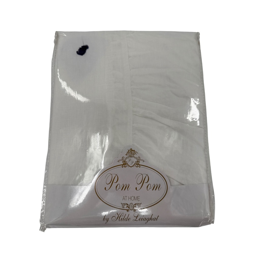 Pom Pom‎ at Home Bedskirt Twin White Gathered 100% Linen L-5110-W-02 New Ruffle